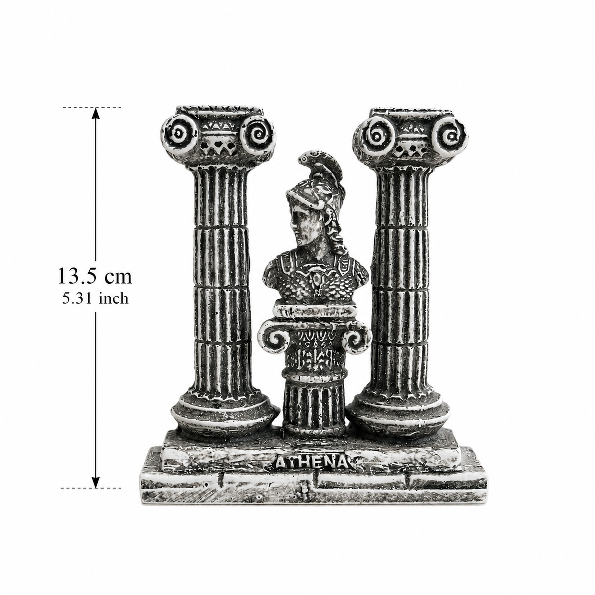 Antik Yunan Athena Büstlü 2 Sütunlu Dekoratif Biblo – 13,5 cm